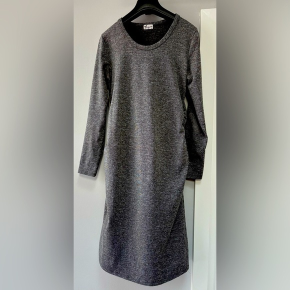 Thyme Maternity Gray Long Sleeve Dress - Picture 1 of 5